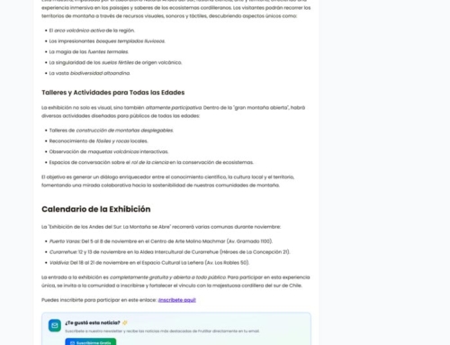 Descubre la Cordillera: Exhibición “La Montaña se abre” Llega al sur de Chile – Frutillar Hoy